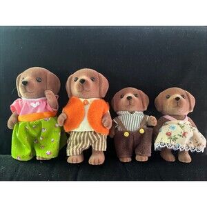 Chocolate Lab Family (4) Mom Dad Boy Girl Sylvanian Families Calico Critters